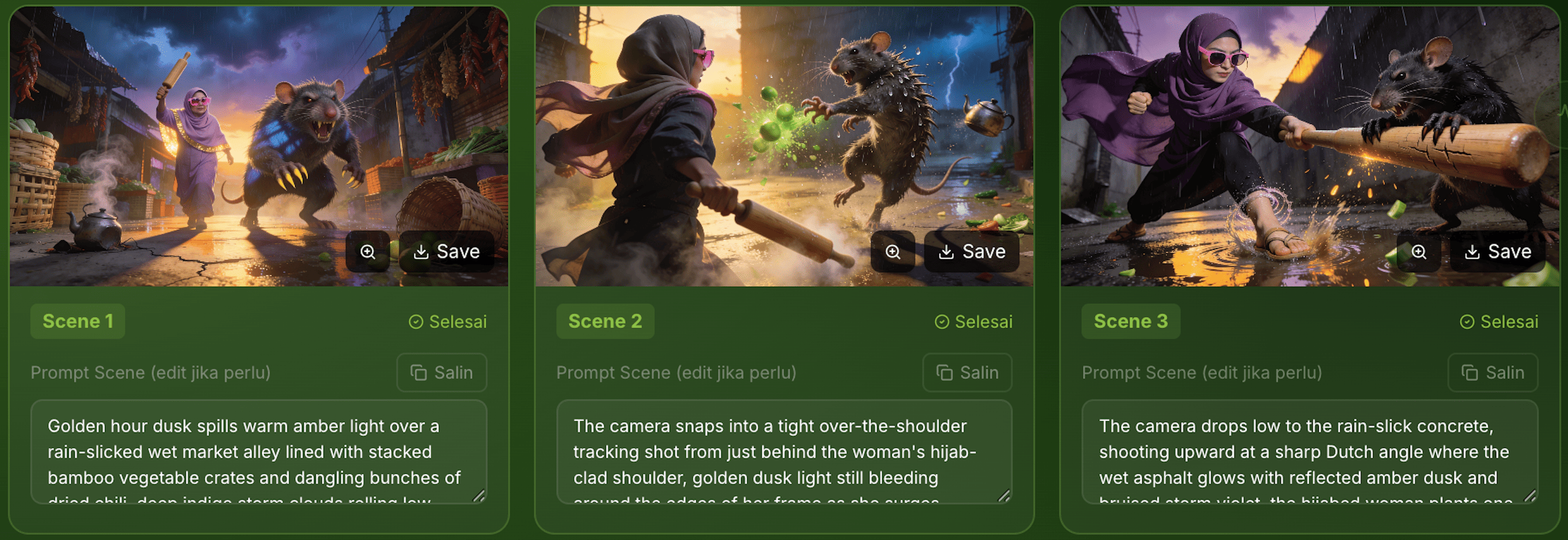 Storyboard AI — Scene Berkesinambungan
