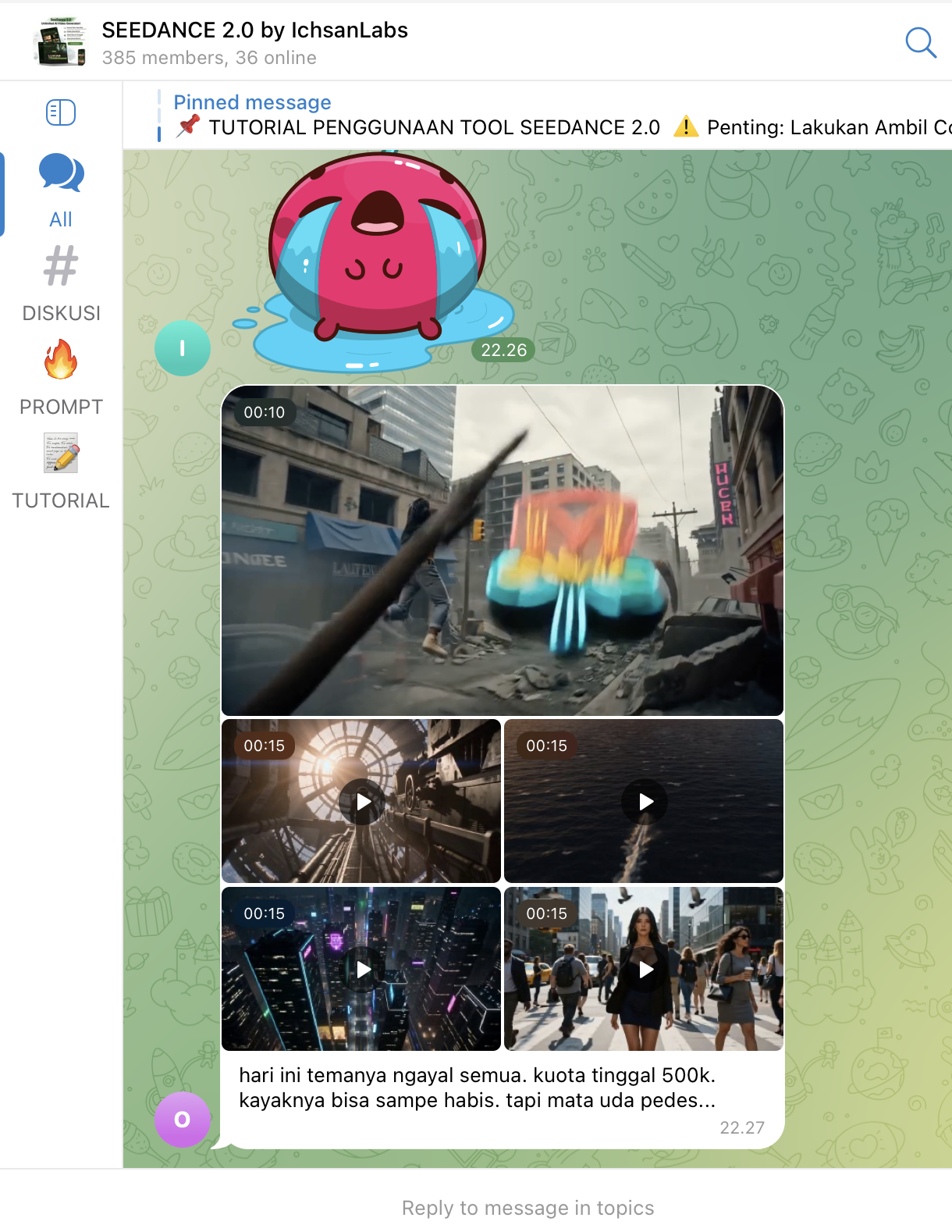 Member SeeDance 2.0 grup Telegram aktif